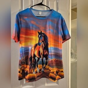 Colorful Horse Graphic T-Shirt
